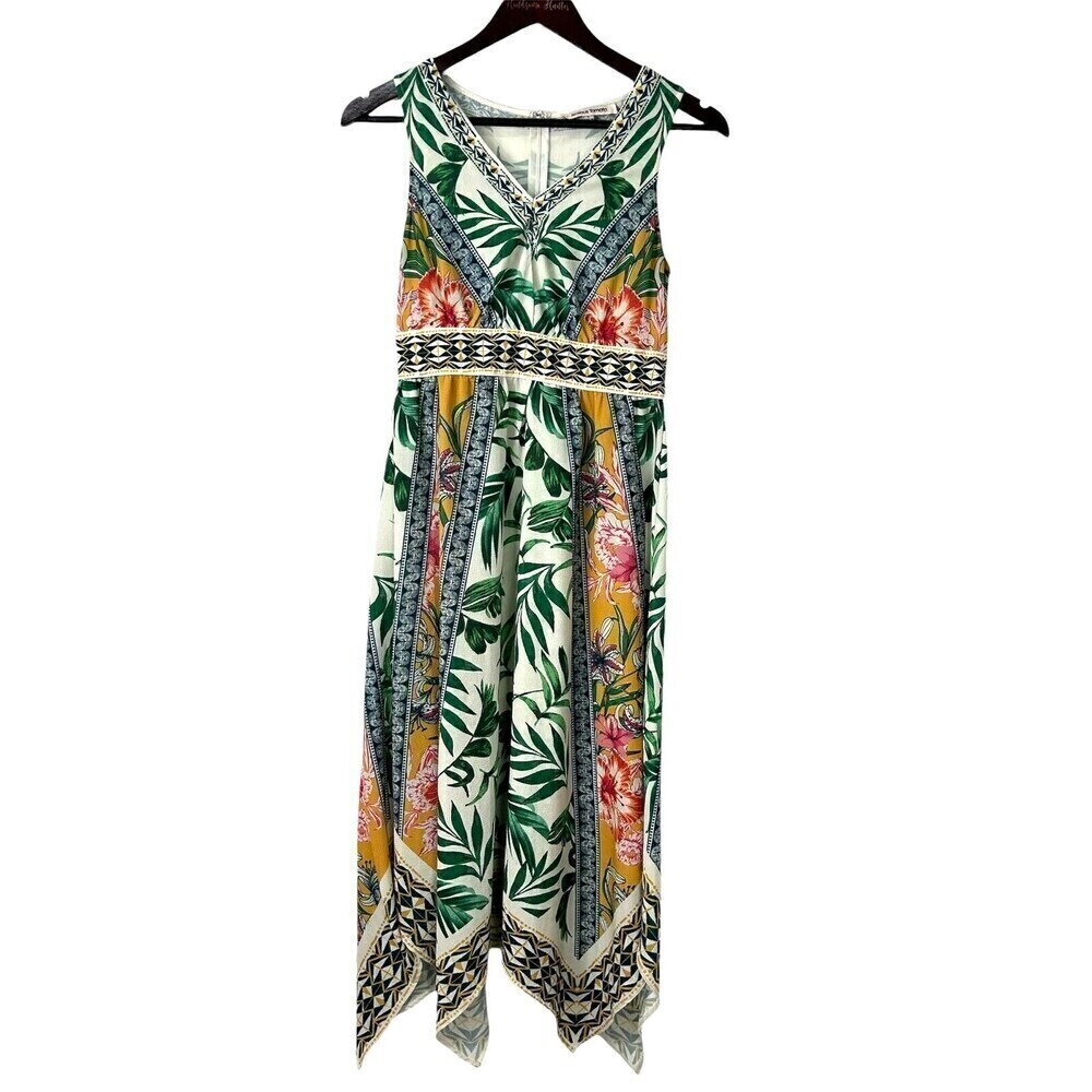 Jealous Tomato Women Maxi Dress Sz S‎ Tropical Handkerchief Vacation Resort H2